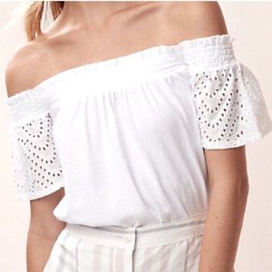 Express Eyelet / Off Shoulder Embroidered Top